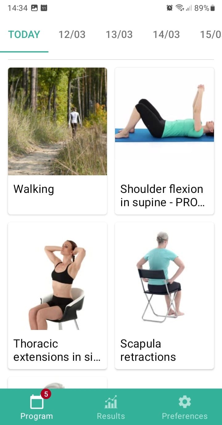 Online exercise program Osteoarthritis of the shoulder